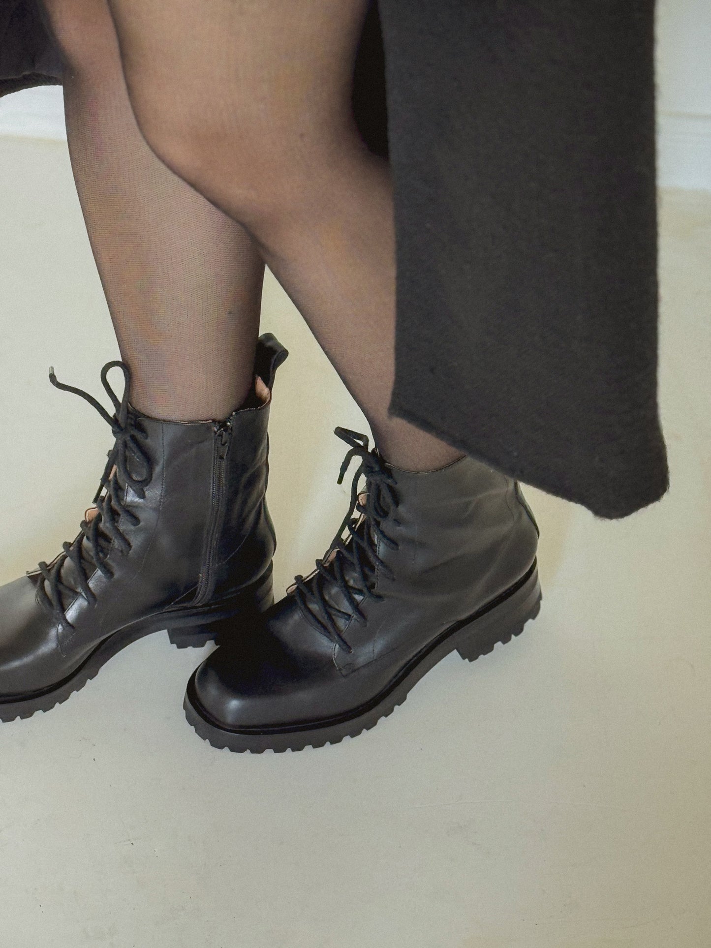 Roma Lace Up Boot in Black