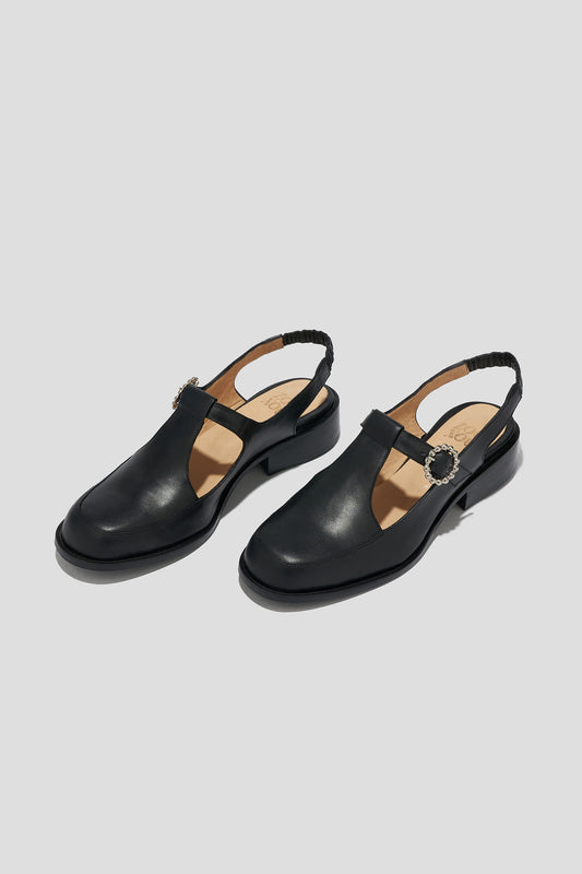 Diega T-Strap Slingback Flat in Black