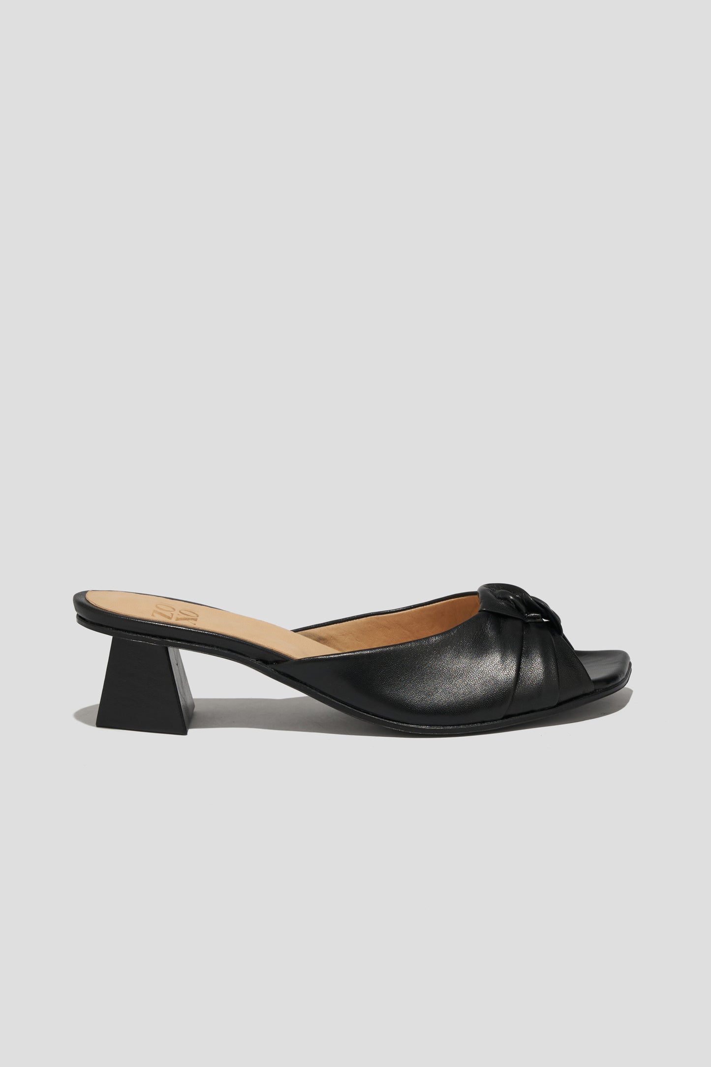 Greta Pleated Knot Heeled Mule in Black (USA)