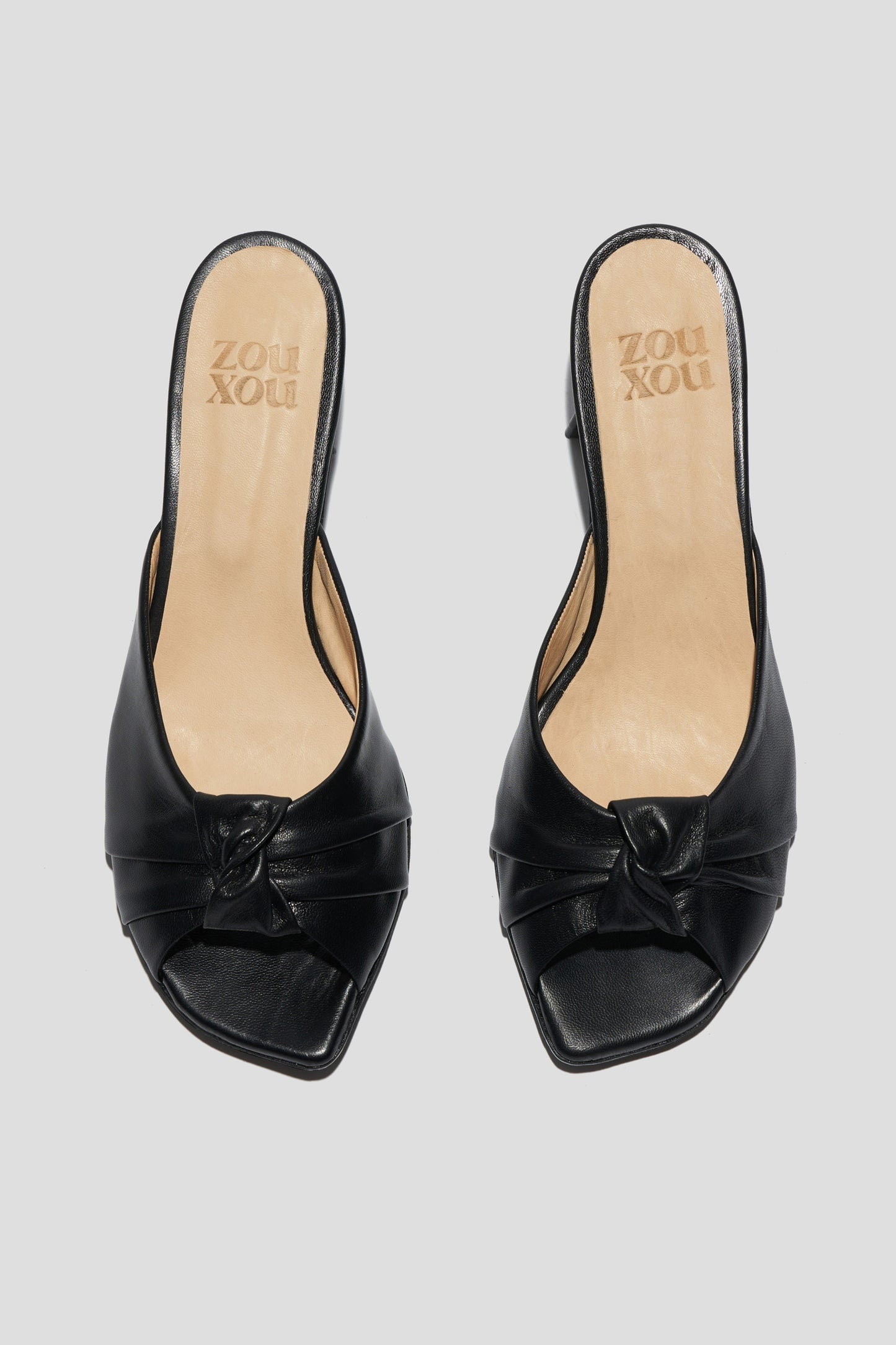 Greta Pleated Knot Heeled Mule in Black (USA)