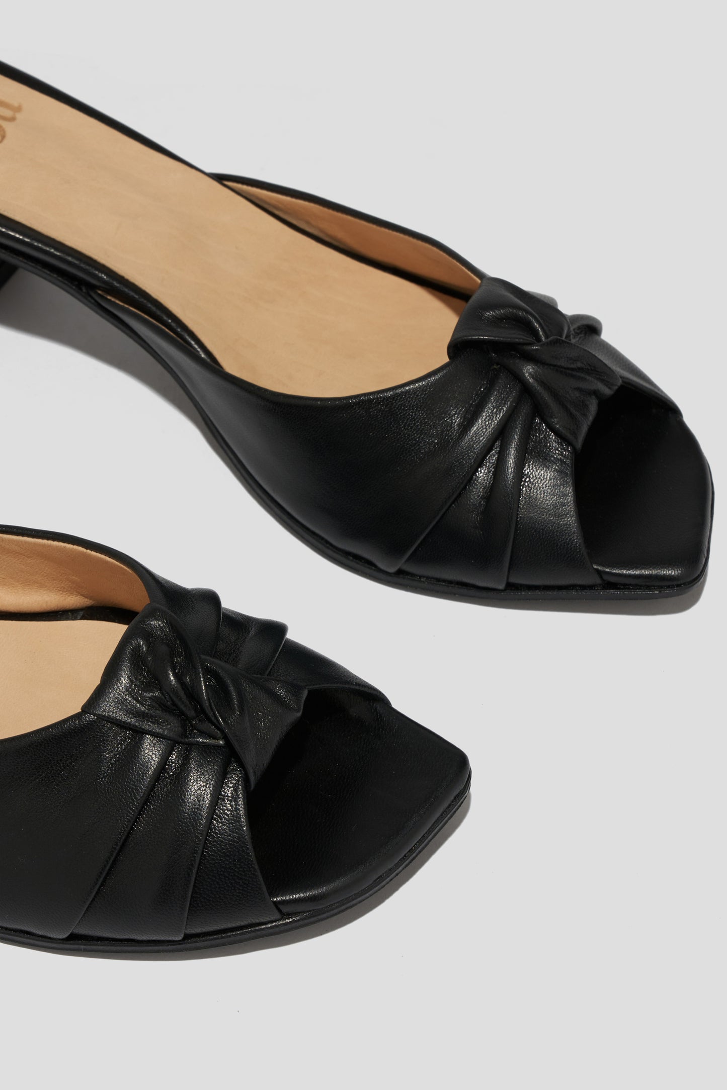 Greta Pleated Knot Heeled Mule in Black (USA)
