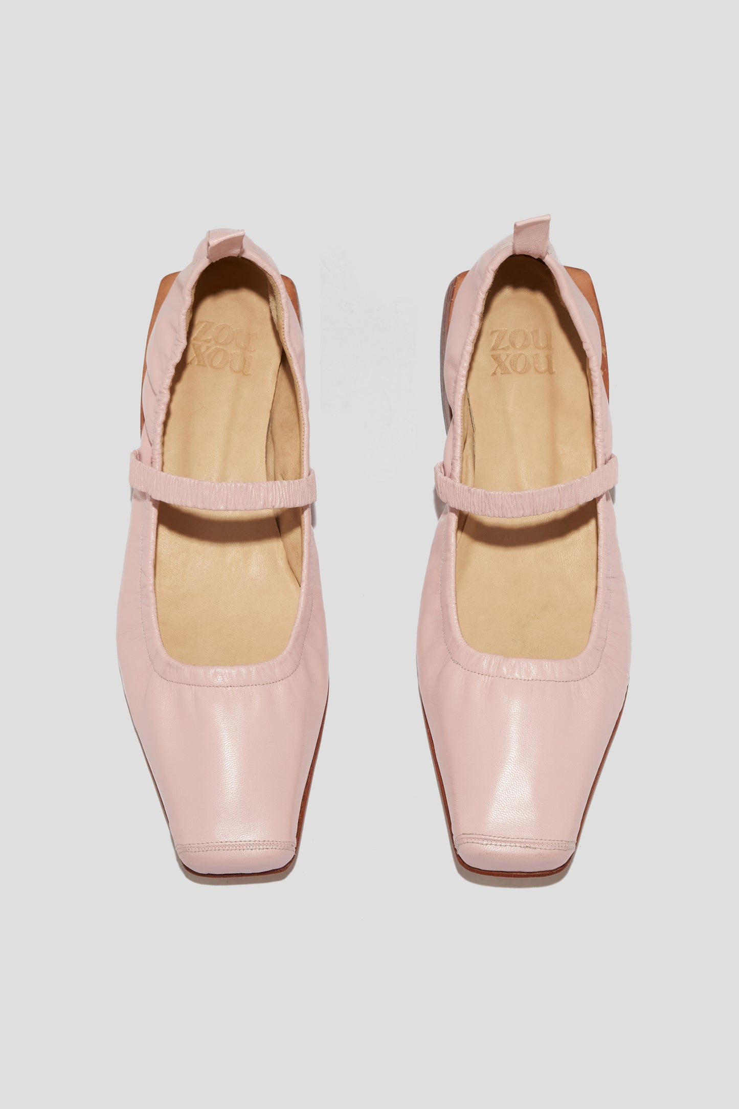 Simona Mary Jane Flat in Pale Pink