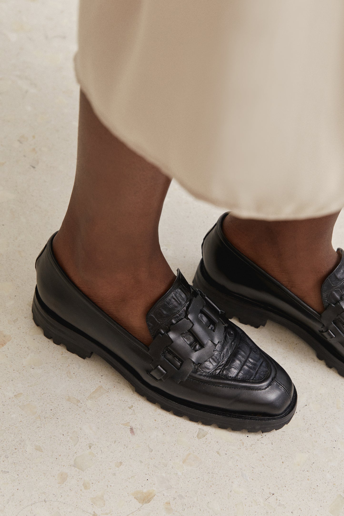 Trini Loafer in Black + Croco (USA)