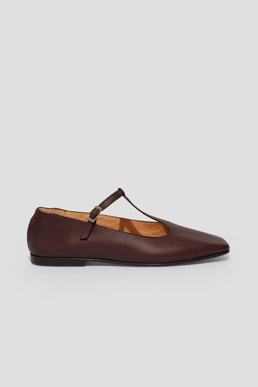 Juana T-Strap Flat in Plum - PRE-ORDER