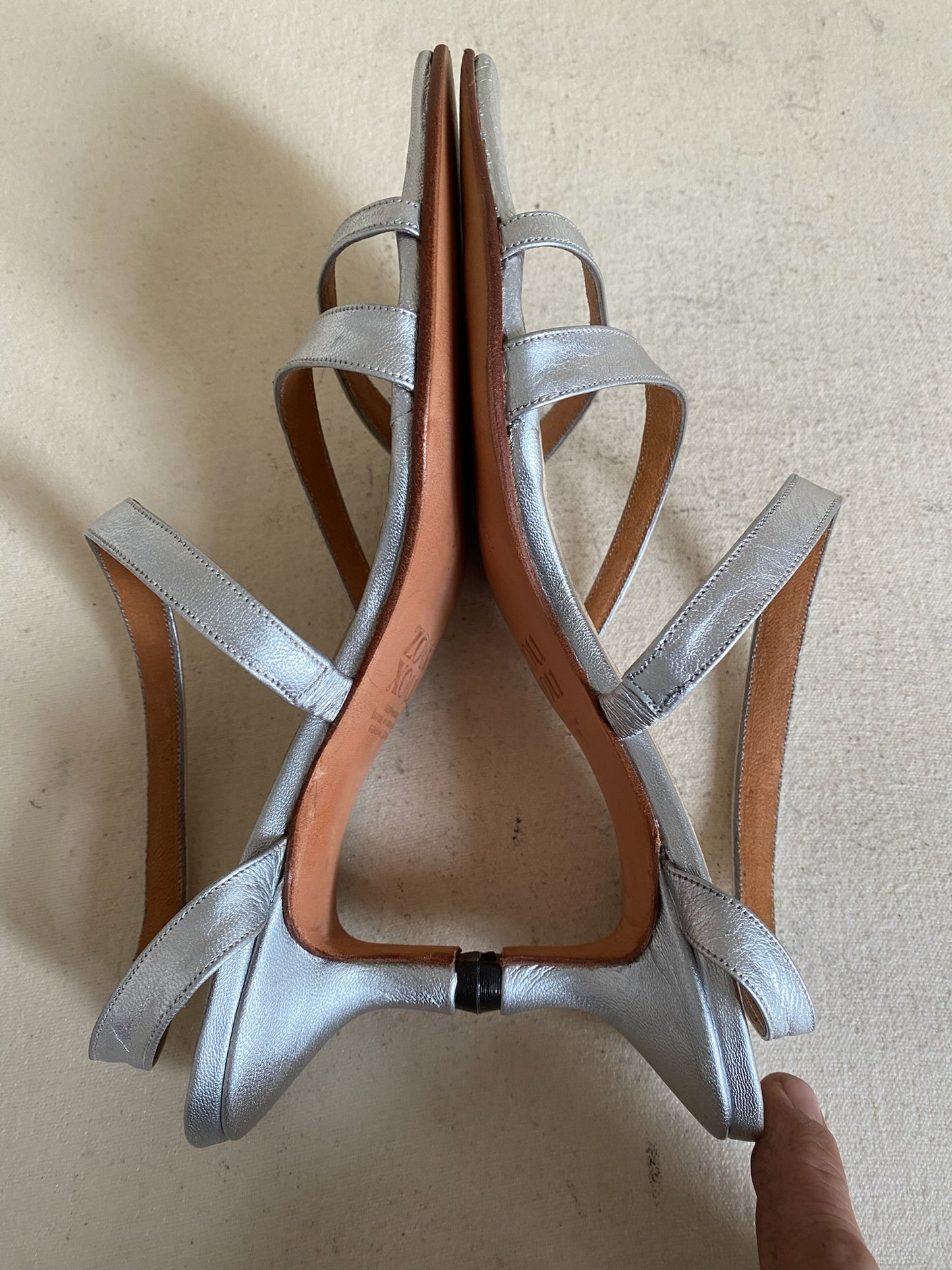 Strappy Kitten Heeled Sandal in Silver Size 39.5