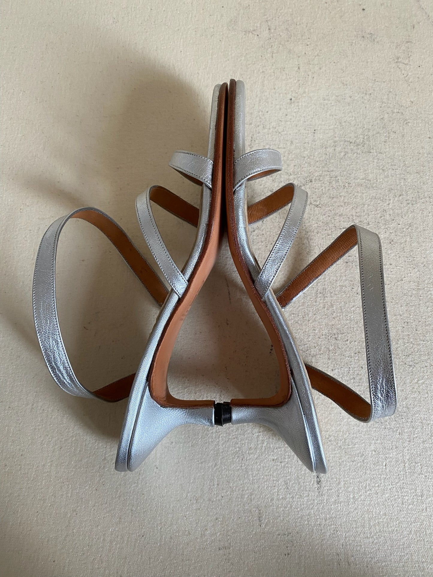 Strappy Kitten Heeled Sandal in Silver Size 39.5