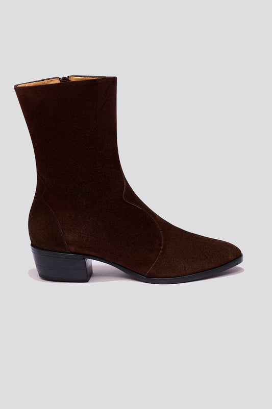 Guada Western Boot in Coffee Suede (USA)