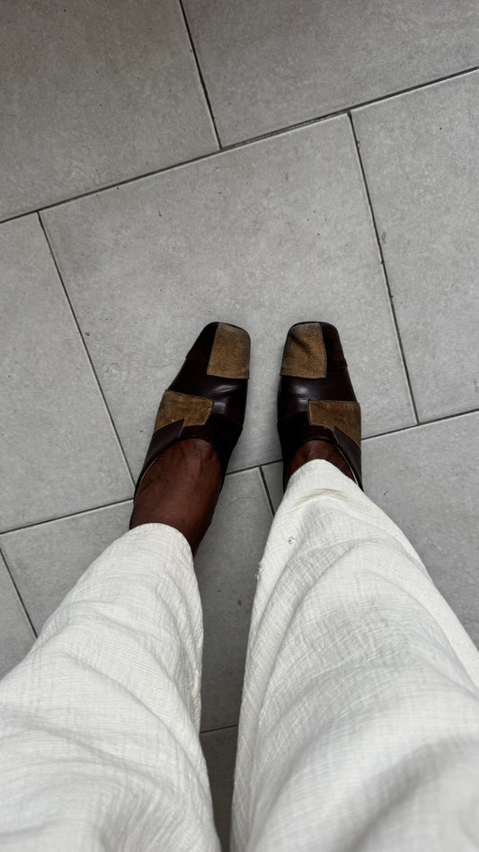vintage suede patchwork mules size 37