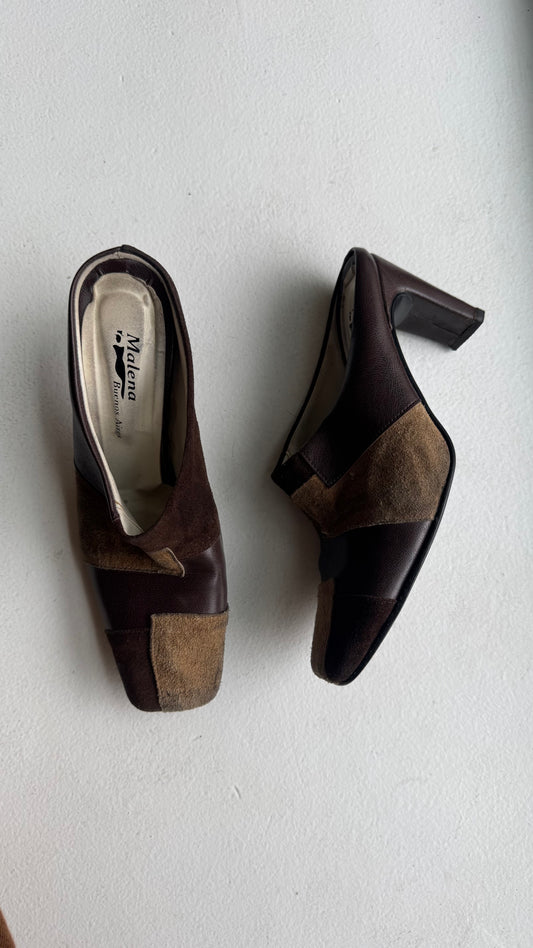 vintage suede patchwork mules size 37