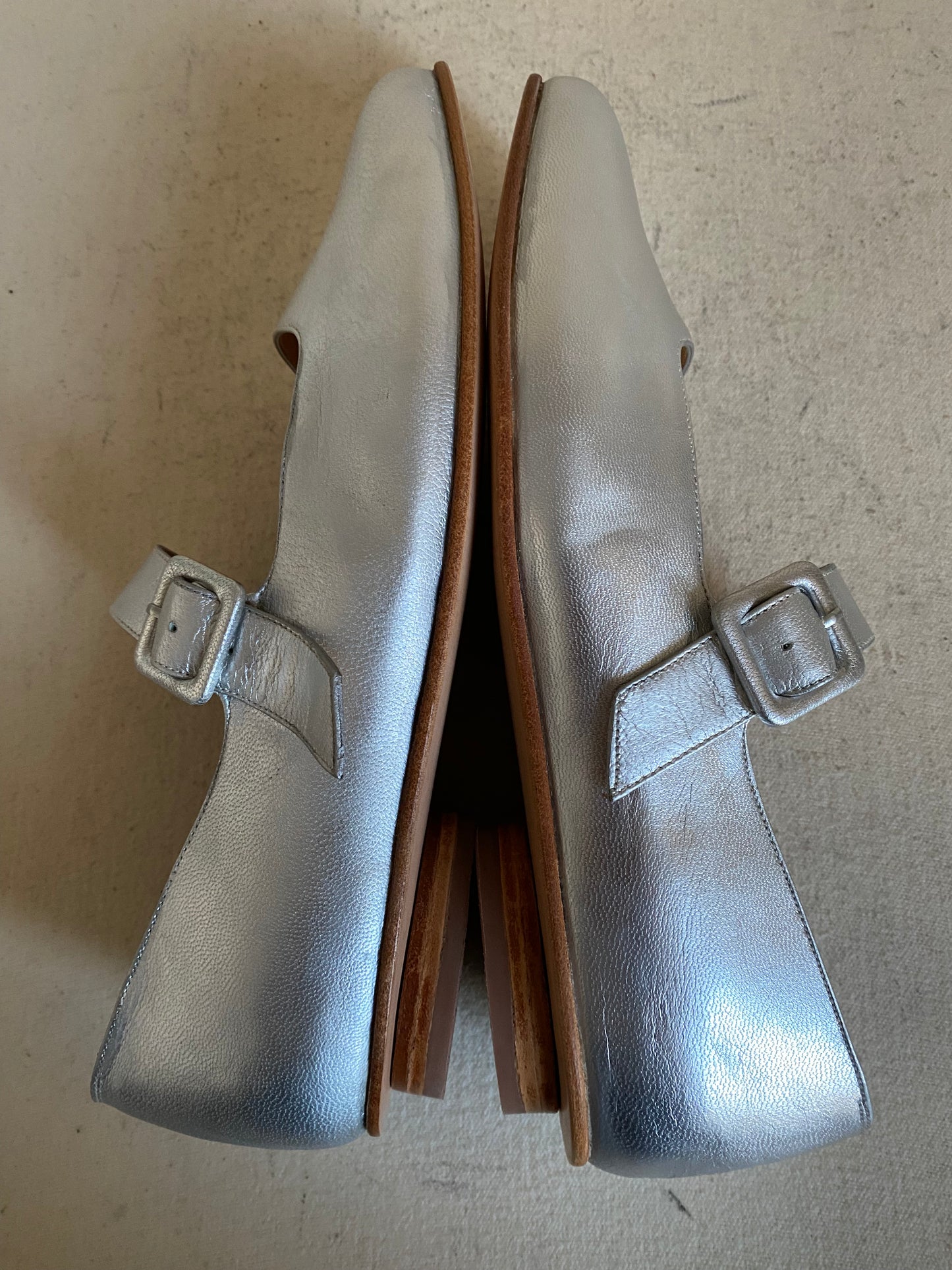 Eugenia Flat in Silver Size 40