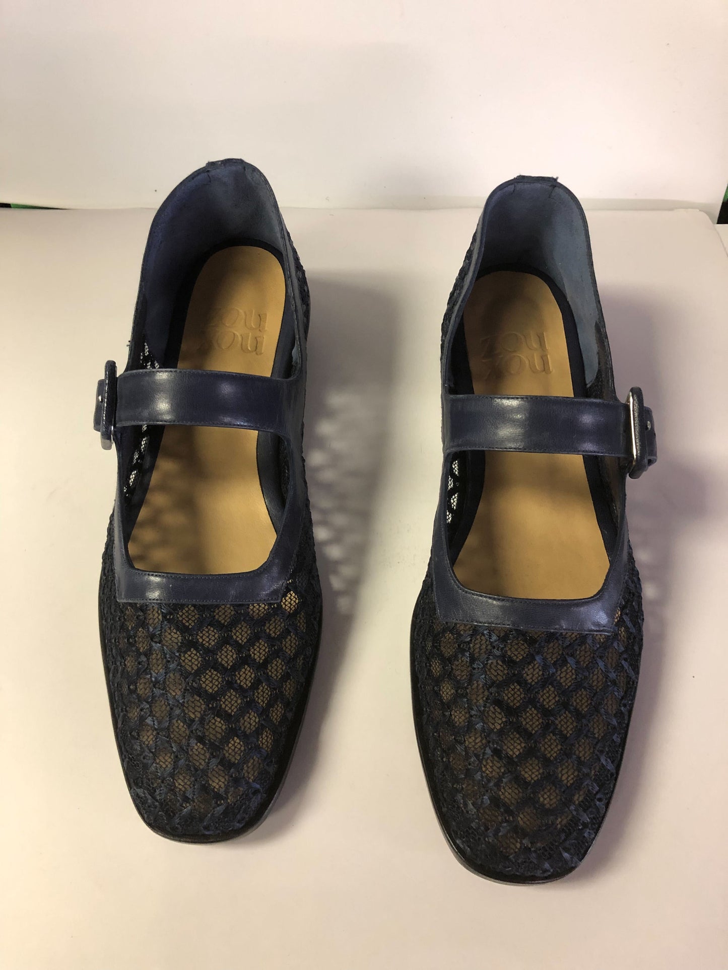 Eugenia Flat in Indigo Mesh Size 38