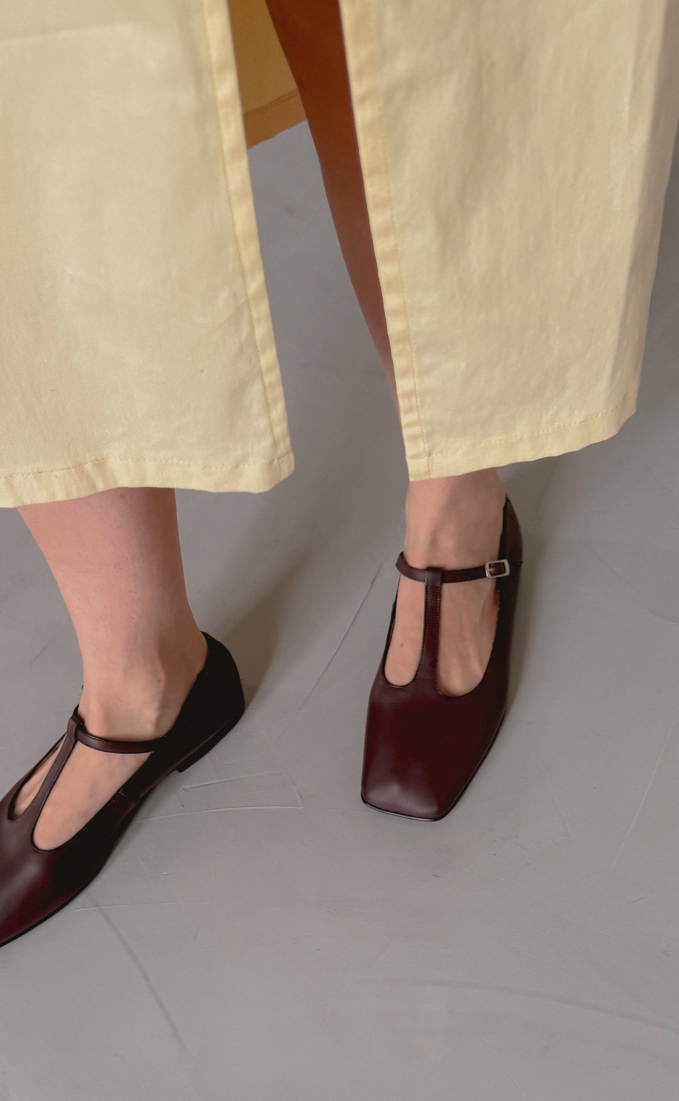 Juana T-Strap Flat in Plum