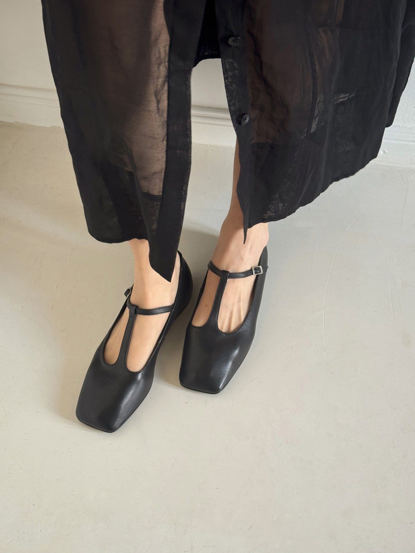 Juana T-Strap Flat in Black - PRE-ORDER