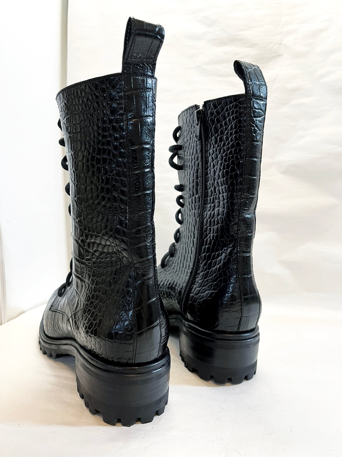 High Roma Boot in Black Croco Size 40