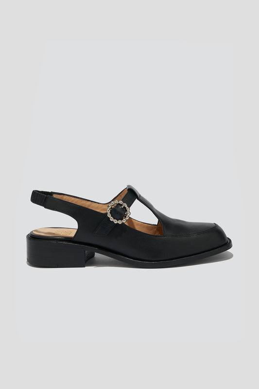 Diega T-Strap Slingback Flat in Black
