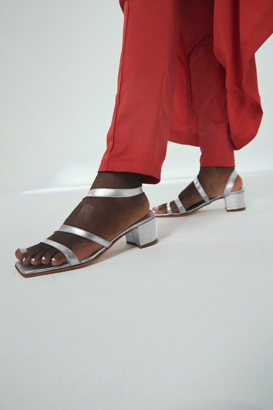 The Delfina Sandal in Silver