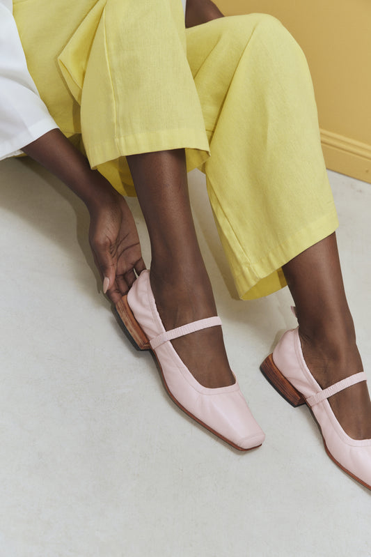 Simona Mary Jane Flat in Pale Pink