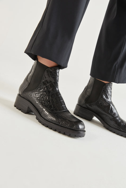 Nerea Boot in Black Croco Size 42