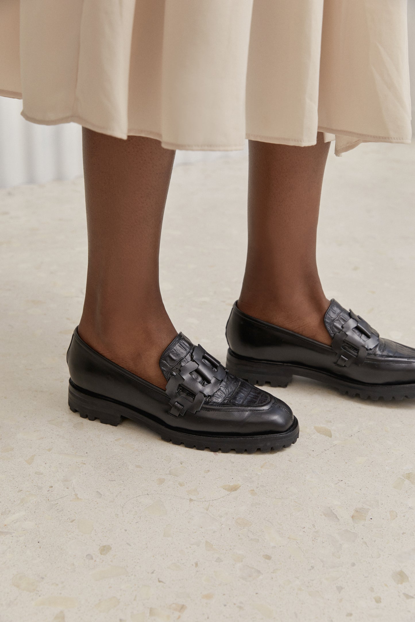 Trini Loafer in Black + Croco