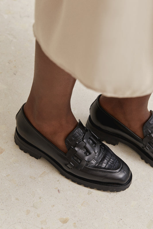 Trini Loafer in Black + Croco (USA)